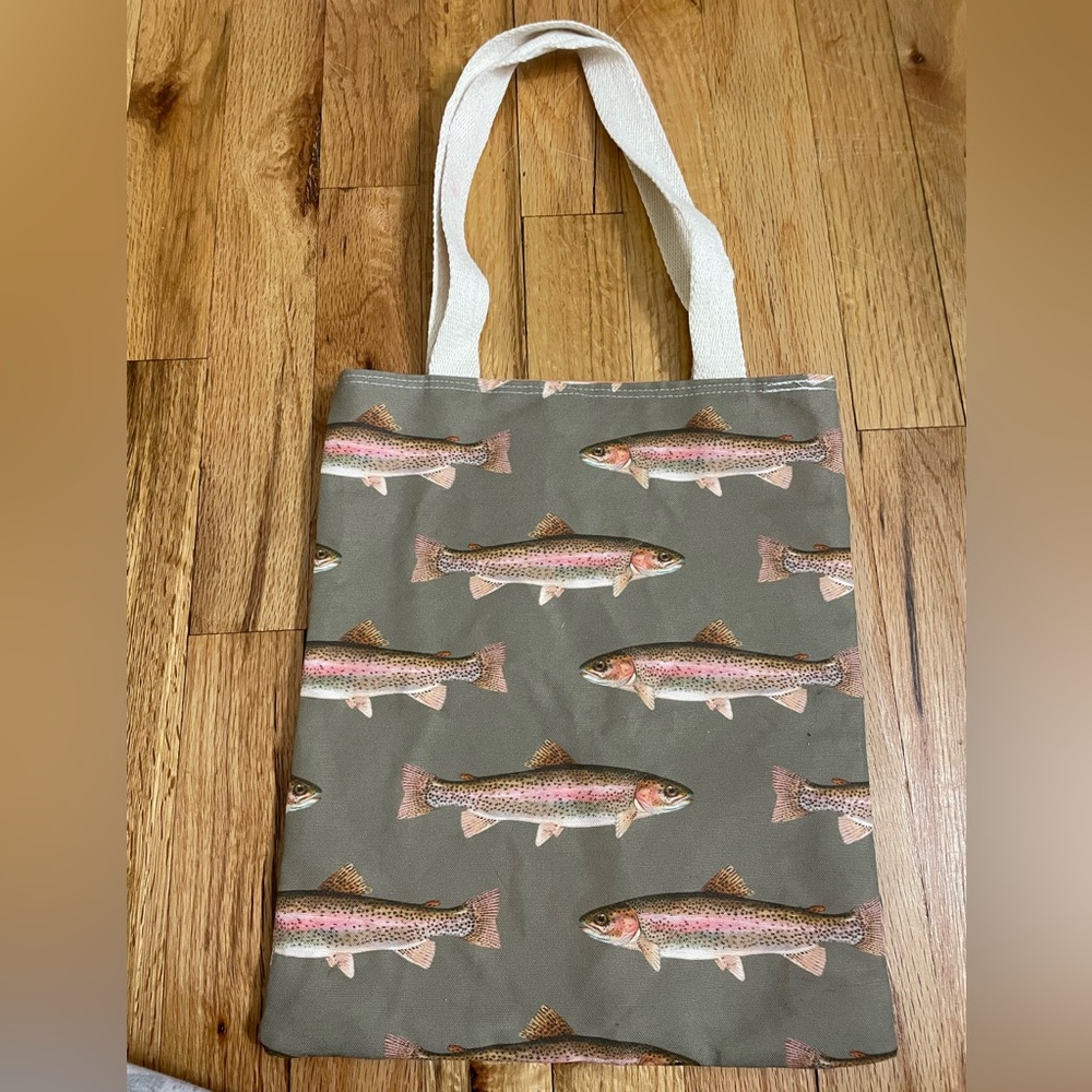 Fish Design Tote Bag - Brown and Cream